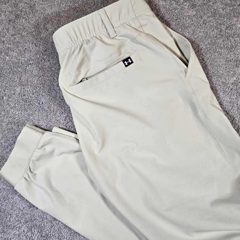 Under Armour Drive Mens Jogger Pants 32R Khaki Golf Performance Nylon Stretch